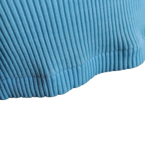 Medium Vintage Single Stitch Turtleneck Sweater Top Ribbed Baby Blue Back Zipper - Picture 3 of 7